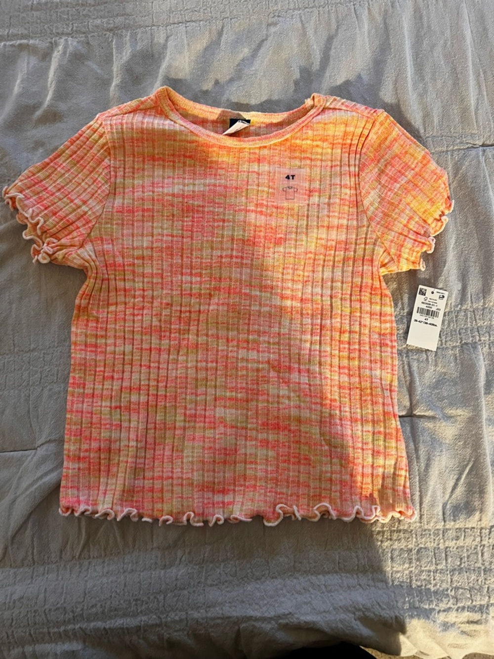 Old Navy Multicolor Pink & Orange Ribbed Short Sleeve Tee